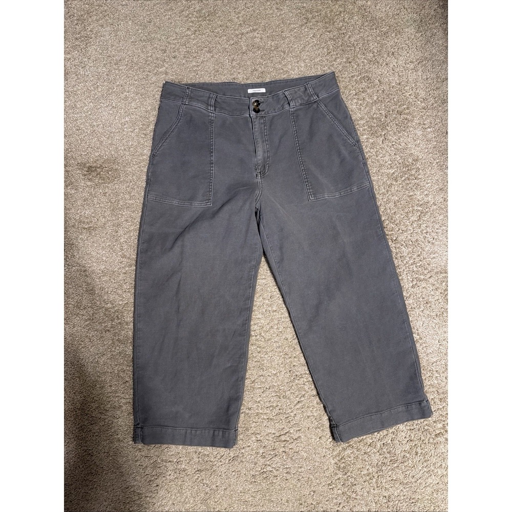 Maurice's Women's Gray Cotton Blend Flat Front Pants Button Zip Solid 18W SHORT